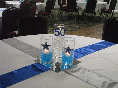 Dallas Cowboy Theme Centerpiece Dallas Cowboys Table Decorations, Dallas Cowboys Table Centerpieces, Dallas Cowboy Centerpieces Ideas, Dallas Cowboys Party Ideas Centerpieces, Dallas Cowboys Centerpieces, Dallas Cowboys Centerpieces Ideas, Dallas Cowboys Theme Party, Dallas Cowboys Party Decorations, Cowboy Wedding Theme