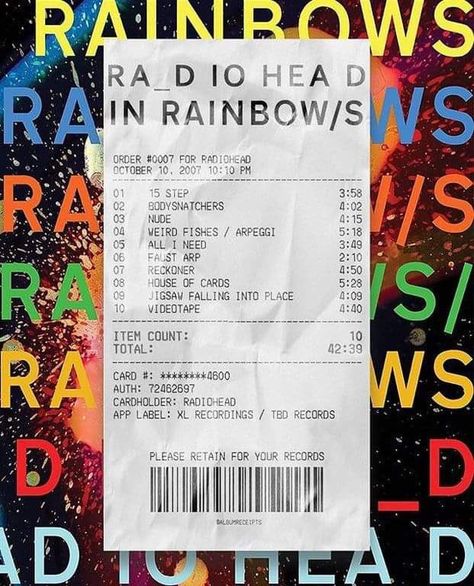 Radiohead Poster In Rainbows, Radiohead Guide, Radiohead Poster Vintage, In Rainbows Poster, In Rainbows Radiohead Wallpaper, Radiohead Graphic, In Rainbows Radiohead, Radiohead Aesthetic, Radiohead Wallpaper