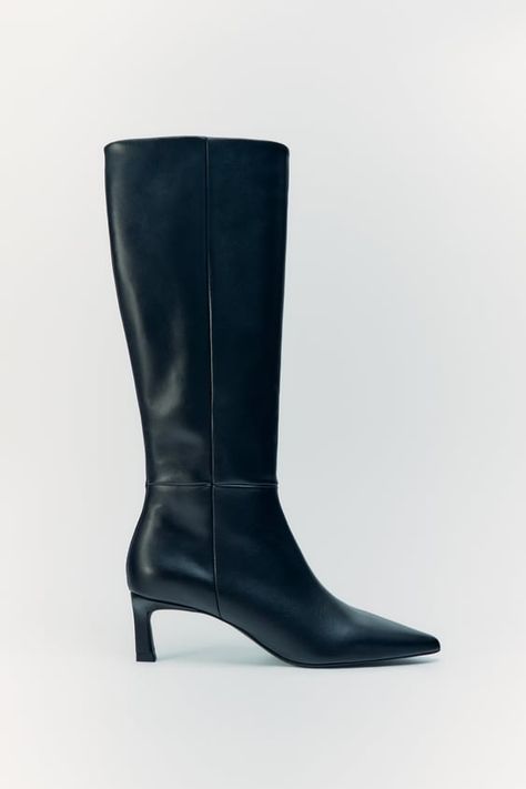 Women's Boots | ZARA United States Heal Boots, Leather Boots Ankle, Blue Leather Boots, Zara Ankle Boots, Knee High Platform Boots, Mid Heel Boots, Leather Biker Boots, Leather Boots Heels, High Leather Boots