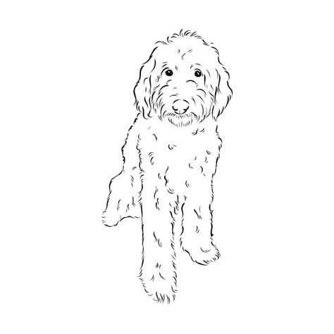 Goldendoodle Line Drawing, Labradoodle Drawing Easy, Cockapoo Drawing Simple, Dog Stencil Tattoo, Goldendoodle Tattoo Outline, Golden Doodle Outline, Goldendoodle Outline, Doodle Dog Tattoo, Goldendoodle Tattoo