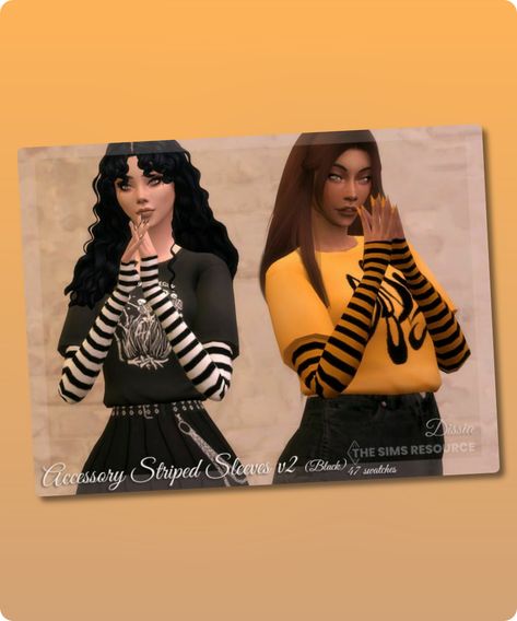 Sims 4 Accessory CC: Accessory Striped Sleeves V2  Black  By Dissia Sims 4 Gloves Cc, Sims 4 Cc Gloves, Sims Accessories, Striped Gloves, Sims 4 Cc Download, Studded Accessories, Best Sims, Lace Gloves, Motorcycle Gloves