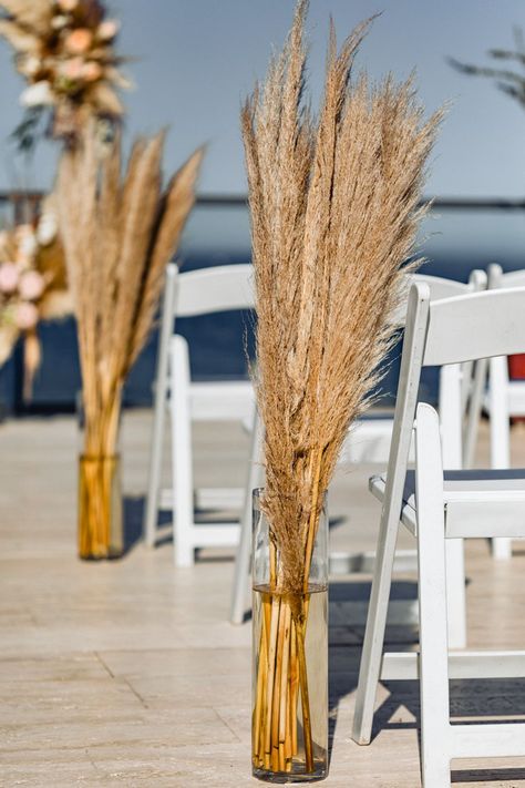 Pampas Grass Aisle, Budget Bridal Bouquet, Budget Flowers, Budget Wedding Flowers, Wedding Pews, Low Budget Wedding, Flower Arch, Cabo Wedding, Floral Wedding Decorations