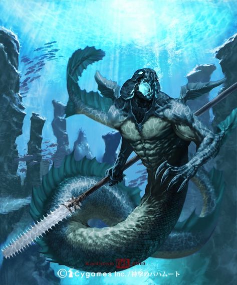 Sea Monster Concept Art, Heavy Soldier, Humanoid Monster, Water Warrior, Shingeki No Bahamut, Beacon Hills, Sea Monster, Mermaids And Mermen, Monster Concept Art