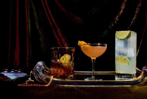 10 Prohibition Cocktails and How to Drink ‘Em Today - Thrillist Prohibition Cocktails, Prohibition Bar, Sonic Drinks, Speakeasy Decor, 1920s Speakeasy, Speakeasy Party, Roaring 20s Party, Party Food And Drinks, Bar Menu