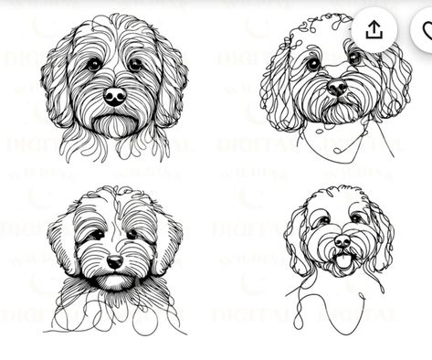 Cockapoo Drawing Simple, Cockapoo Tattoo, Cockapoo Drawing, Dog Outline, Cockapoo Dog, Dog Sketch, 강아지 그림, Whippet, Pottery Painting