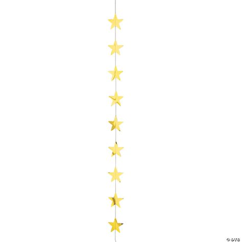 6 Ft. Gold String of Stars | Oriental Trading Harry Potter Nursery, Night Theme, Star Banner, Hanging Stars, Easy Backdrops, Diy Photo Booth, Another Dimension, Space Party, Twinkle Star