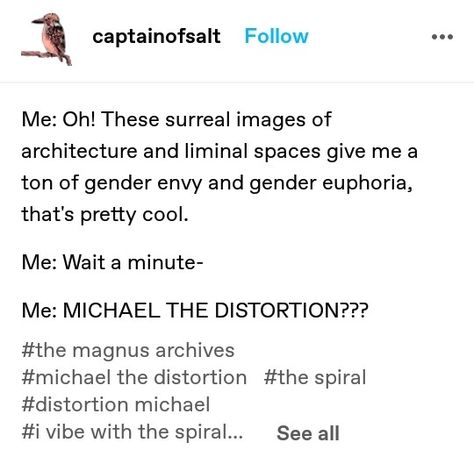 Ceaseless Watcher Aesthetic, Michael Distortion Aesthetic, Michael The Distortion, Tma Tattoo, Magnus Archives Michael, Michael Tma, Tma Michael, Michael Distortion, Michael Shelley