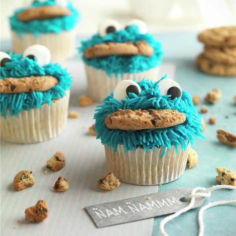 Muffins Decorados, Cupcake Toppings, Cookie Monster Cupcakes, Cupcakes Fondant, Cap Cake, Diy Cupcake, Cat Cupcakes, Monster Cupcakes, Cupcakes Decorados