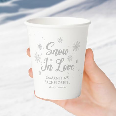 Snow in love White Winter Bachelorette  Paper Cups Snow In Love Bachelorette, Cabin Bachelorette Party, Apres Ski Bachelorette, Ski Bachelorette Party, Mountain Bachelorette Party, Love Bachelorette Party, Winter Bachelorette Party, Cabin Bachelorette, Ski Bachelorette