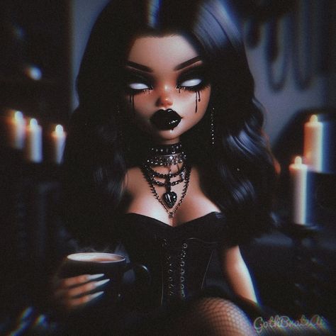 Good mourning Batties 🖤#explorepage #bratz Goth Halloween Pfp, Mexican Bratz Doll, Dream Doll Aesthetic, Goth Bratz, Baddie Pfps, Bratz Aesthetic, Blood Wallpaper, Celtic Goddess, Dark Disney