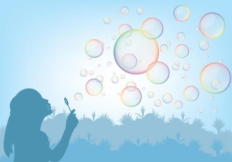 Bubble Blower, Bubble Party, Soap Bubbles, Vector Free Download, Girls Play, Vector Photo, Line Drawing, Vector Art, Vector Free