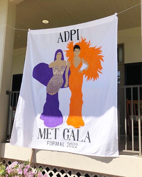 Wiggin Out Sorority, Met Gala Formal Theme Sorority, Banner Sorority Ideas, Met Gala Sorority Formal, Met Gala Theme Ideas, Fall Sorority Banners, Met Gala Formal Theme, Semi Formal Sorority Theme, Spring Formal Themes Sorority