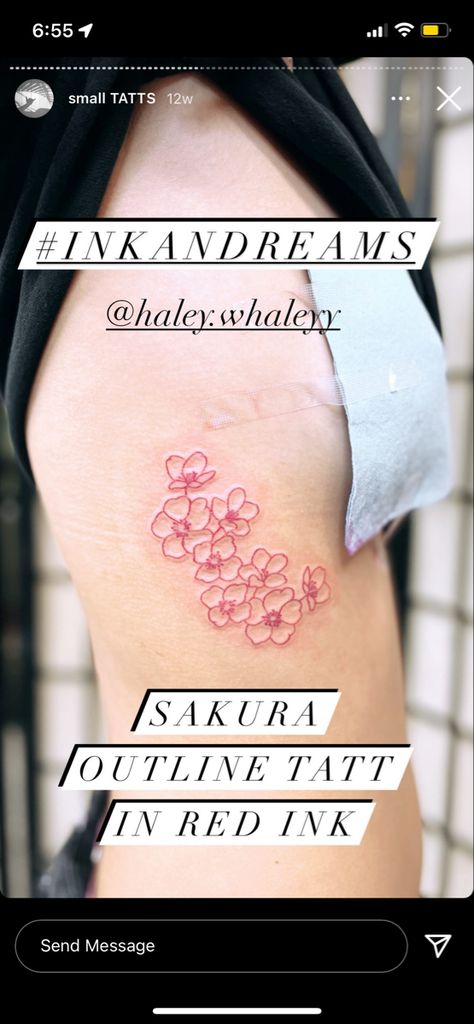 Red Ink Cherry Blossom Tattoo, Cherry Blossom Tattoo, Blossom Tattoo, Red Ink, Print Tattoos, Paw Print Tattoo, Flower Tattoo, Cherry Blossom, Paw Print