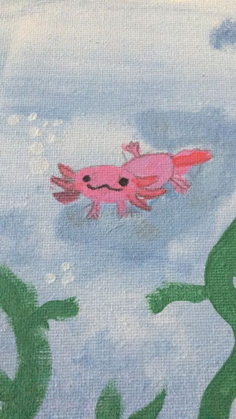 Axolotl painting Axolotl Painting, Axolotl Watercolor, Water Monster, Kids Painting, Painting Class, Painting For Kids, Painting Ideas, Art Inspo, Canvas Painting