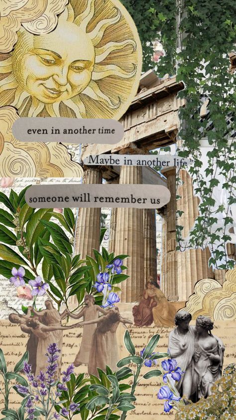 #women #woman #collageart #greek #greekmytholgy #ancientgreece #myths #mythologyaesthetic #greekaesthetic #wlw #sapphic #sappho #violet #gay #queerromance Sappho Lockscreen, Sappho Wallpaper, Sapphic Art, Scrapbook Inspo, Background Pics, Journal Collage, Island Art, Visual Journal, Profile Pics