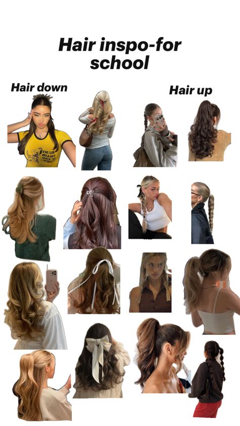 Hair Inspo For School Easy, Hair Inspiration School, Cute Simple Birthday Hairstyles, Hair Styles On Medium Hair, Hairstyles For Europe, Summer Heat Hairstyles, Quick Lazy Hairstyles, Amusement Park Hairstyles Summer, Hairstyles For Down Hair