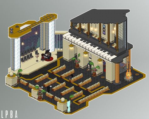 Habbo Hotel, Pixel Art Landscape, Minecraft Room, Art Details, Isometric Art, Pixel Design, Isometric Illustration, Pixel Games, Floor Layout