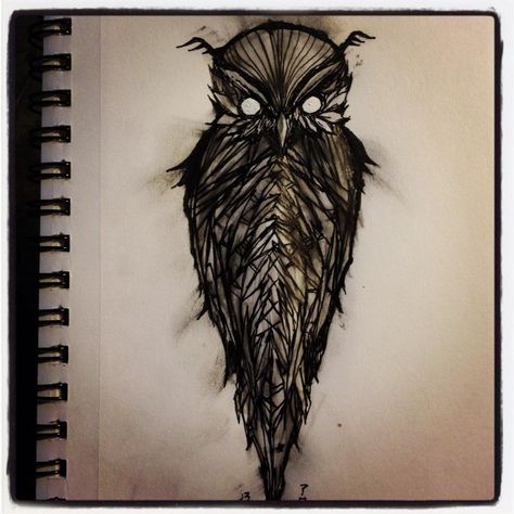 Owl  #owl # drawing #illustration #design #kraten Evil Owl Drawing, Evil Owl Tattoo, Owl Head Drawing, Dark Owl Tattoo, Stolas Tattoo, Dnd Necromancer, Evil Owl, Tattoo Evil, Scary Owl