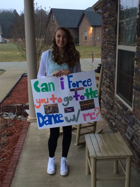 Star Wars promposal/dance Will You Go To The Dance With Me Ideas, Star Wars Promposal, Prom Response Ideas, Dance Proposal Ideas, Sadies Ideas, Dance Proposals, Promposal Ideas, Prom 2k17, Prom Posters