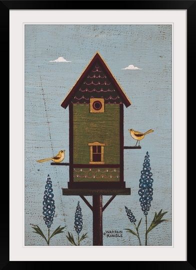 Warren Kimble, American Folk Art, Natural Wood Frames, Birdhouse, Big Canvas, Great Big Canvas, Stretched Canvas Prints, Bird Houses, Canvas Print Wall