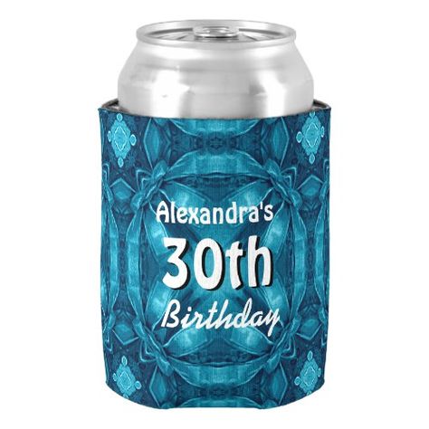 Vintage Blue Bows 30th Birthday Custom Name T07CZ Can Cooler Custom Koozies, Can Coolers, Blue Bow, Can Cooler, 21st Birthday, 30th Birthday, 40th Birthday, Coolers, 50th Birthday