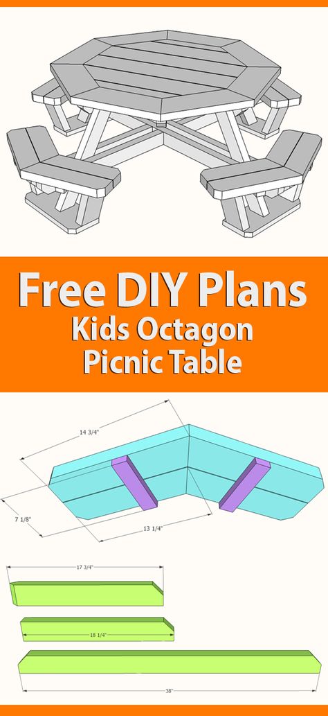 Kids octagon picnic table plans » Famous Artisan Octagonal Picnic Table, Octagon Picnic Table Plans Free, Kids Picnic Table Diy, Diy Kids Picnic Table, Picnic Table Kids, Pinic Table, Octagon Picnic Table Plans, Kids Picnic Table Plans, Playset Makeover