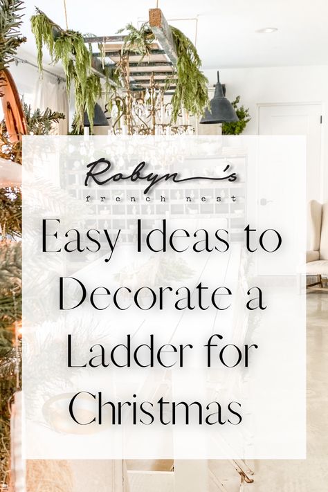 Decorate Ladder For Christmas, How To Decorate A Ladder For Christmas, Decorating A Ladder For Christmas, Old Ladder Christmas Decor, Blanket Ladder Christmas Decor, Decorate A Ladder, How To Decorate A Ladder, Diy Ladder Decor, Christmas Ladder Decorations