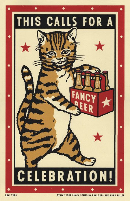 DRUNK CATS AND ANIMAL PRINTS - RAVI ZUPA Drunk Cat, Beer Poster, Matchbox Art, Retro Cats, Cat Posters, Lithograph Print, New Poster, Room Posters, Animal Prints