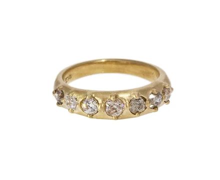 Rebecca Overmann | TWISTonline Traditional Wedding Rings, Rebecca Overmann, Old Mine Cut Diamond, Designer Rings, Fancy Diamonds, Champagne Diamond, Beaded Rings, Gold Band, Conflict Free Diamonds