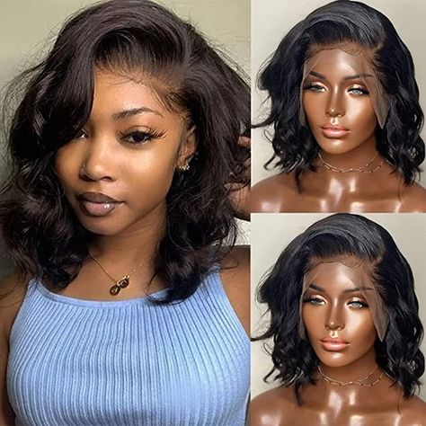 https://amzn.to/3UZHuYX Bob Wig Side Part, Body Wave Bob, Wig Side Part, Kort Bob, Mullet Wig, Brazilian Loose Wave, Sew In Hairstyles, Hair For Black Women, Bob Lace Front Wigs