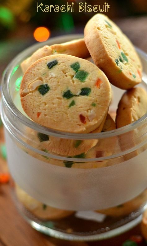 Nalini'sKitchen: Karachi Biscuits/Karachi Fruit Biscuits/Karachi Cookies Melting Cookies, Karachi Biscuits, Eid Treats, Fruit Biscuits, Indian Cookies, Cookies Eggless, Easy Delicious Cakes, Lace Cookies, Love Cookies