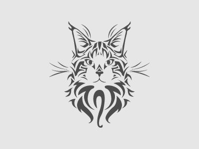 An icon design for a Maine Coon cattery in The Netherlands. Cat Outline Tattoo, Maine Coone, Persian Tattoo, Cat Logo Design, Swag Wallpaper, Cat Outline, Couple Tattoos Unique, Easy Animal Drawings, Cat Doodle