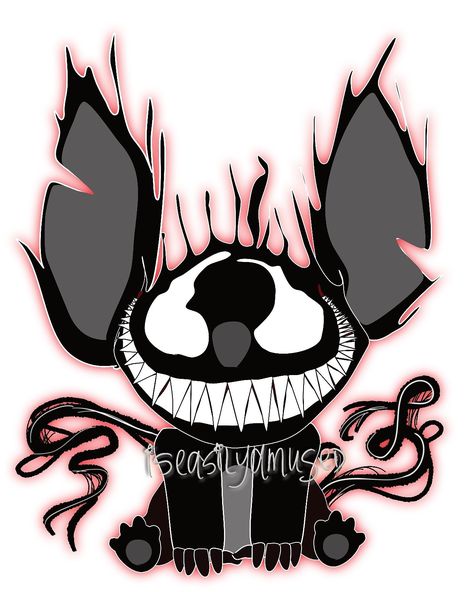 Fizzarolli Tattoo, Evil Stitch, Venom Stitch, Stitch Mashup, Venom Embroidery, Venom Drawing Sketch Easy, Venom Smile Tattoo, Venom Outline, Venom Stencil Art