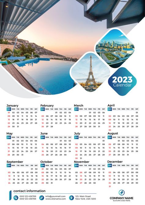 Year Calendar Design, Calendar Poster Design, Wall Calendar 2023, Book Cover Design Template, Photoshop Lessons, Calendar Background, Calendar Vector, Abstract Wall Painting, Calendar Poster