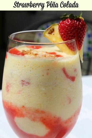 Made with 4 simple ingredients, this homemade strawberry piña colada recipe is perfect for a party. This party drink can be made into a mocktail to be kid-friendly or with alcohol added for a cocktail at your next party. Fav Drink, Resep Smoothie, Pina Coladas, Miami Vice, Alcohol Drink Recipes, Delicious Treats, Adult Beverages, Frozen Drinks, Drinks Alcohol Recipes