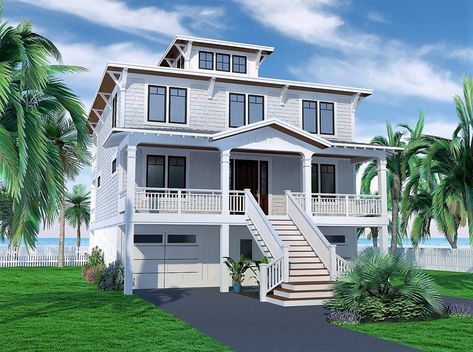 halyard_bay_II_front Delivery Format, California Houses, Beach House Flooring, Big Front Porches, Beach House Floor Plans, Coastal Homes Plans, Beautiful Beach Houses, Coastal Exterior, Beach House Plan