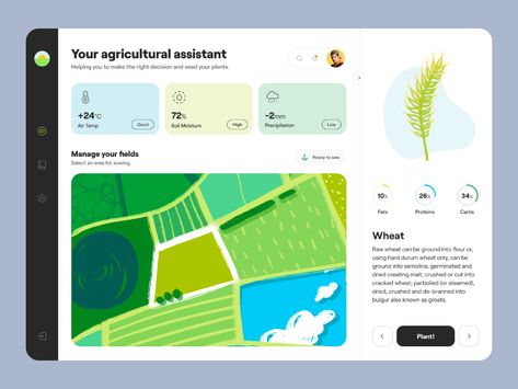 Farm - Dashboard Design for Agricultural App by Outcrowd on Dribbble Agriculture Design, Create Your Own Font, Creative Market Design, Studio Marketing, Directory Design, Ui Design Website, Instructional Design, Branding Services, Dashboard Design