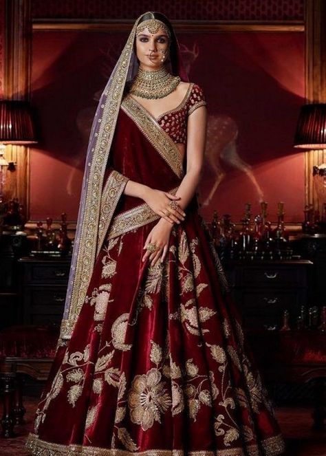 Sabyasachi Dresses, Maroon Bridal Lehenga, Sabyasachi Bridal, Bridal Lehenga Online, Latest Bridal Lehenga, Zardosi Work, Wedding Lehenga Designs, Indian Bride Outfits, Bridal Lehenga Collection