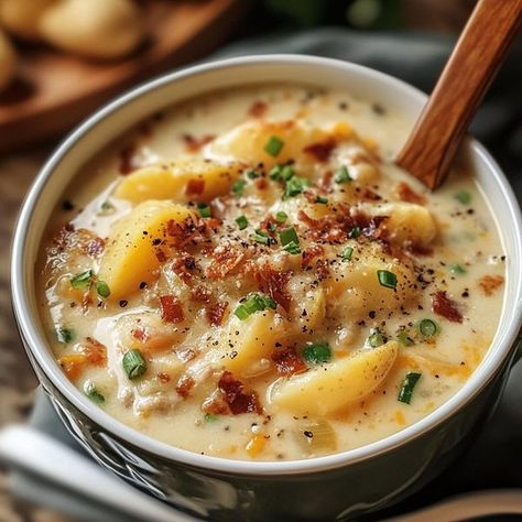 Bake My Day Cheesy Potato Soup Crock Pot, Potato Soup Cream Cheese, Cheap Soup Recipes, Cheap Soup, Cheesy Potato Soup, Potato Soup Crock Pot, Bacon Soup, Soup Crocks, Creamy Potato