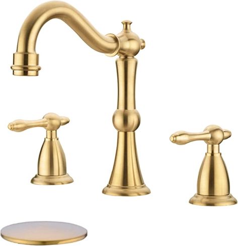 Brushed Gold Bathroom Faucet, Kitchen Basin Sink, Gold Bathroom Faucet, Brass Bathroom Faucets, Gold Faucet, Widespread Faucet, Lavatory Sink, Faucet Bathroom, Vessel Sink Faucet