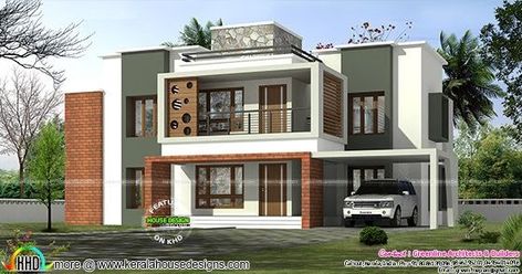 4 bedroom 3375 square feet contemporary box model house architecture Small House Design Architecture, Single Floor House Design, Kerala Home, Two Story House Design, Exterior Houses, Indian House Plans, Smart House, House Balcony Design, Kerala Home Design