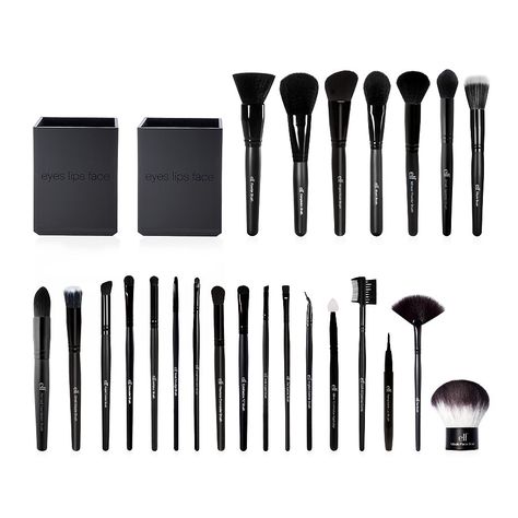 Holiday Studio 25-Piece Complete Professional Brush Collection Elf Makeup Brushes, Make Up Gold, Best Makeup Brushes, Mineral Eyeshadow, Elf Cosmetics, Elf Makeup, Top Makeup Products, Makeup Guide, Black Makeup