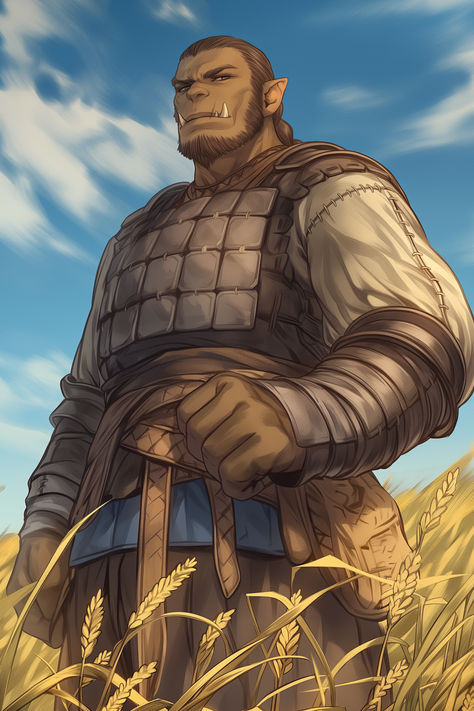 (NG male half-orc veteran) Captain of the Guard, Goldenfields, Storm King's Thunder Veteran Character Art, Game Of Thrones Oc Male, Orc Oc Male, Orc Building, Dnd Blacksmith, Orc Rpg, Likeable Characters, Orc King, Orc Male