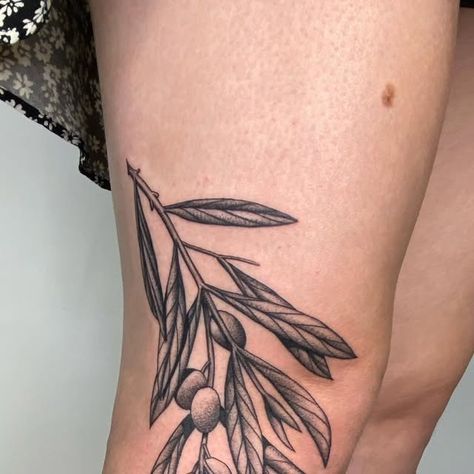 Dominic Sylvain on Instagram: "Branche d'olivier

fait chez @desole.maman 

#blackworktattoo #blackwork#olivetreetattoo #olivetree#botanicaltattoo #montrealtattoo#tattoomontreal #quebectattooshops #qttr#tttism" Eucalyptus Leaf Tattoo, Gum Leaf Tattoo, Leaf Forearm Tattoo, Montreal Tattoo, Leaf Tattoo, Plant Tattoo, Cover Up Tattoo, Bee Art, S Tattoo