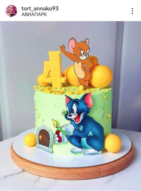 Tom And Jerry Cake, Batman Birthday Cakes, Cartoon Birthday Cake, Baby Boy Birthday Cake, 4th Birthday Cakes, Tom Y Jerry, Birthday Cake Topper Printable, 1st Birthday Cakes, Cartoon Cake