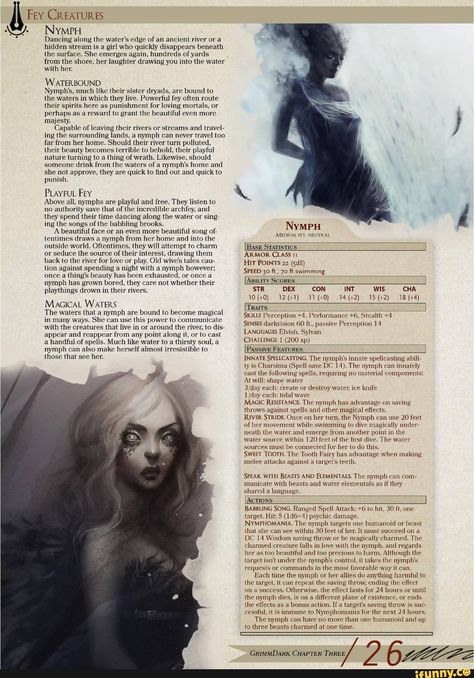 Dnd Fairy, Dm Resources, Dnd Stats, Dnd Races, Dungeons And Dragons Classes, Dnd 5e Homebrew, D D Monsters, Legends And Myths, Dnd Monsters