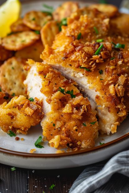 Crispy Ritz Cracker Chicken is the ultimate easy, family-friendly dinner! Juicy chicken breasts are coated in a buttery Ritz cracker and Parmesan crust, then baked to golden perfection. With just a few ingredients and 10 minutes of prep, this recipe is perfect for busy weeknights. Save this pin for later and make it tonight for a crispy, delicious meal everyone will love! Buttery Ritz Cracker Chicken, Crispy Baked Chicken Breast, Crispy Parmesan Chicken, Perfect Baked Chicken Breast, Ritz Chicken, Ritz Cracker Recipes, Ritz Cracker Chicken, Cracker Chicken, Baked Chicken With Mayo