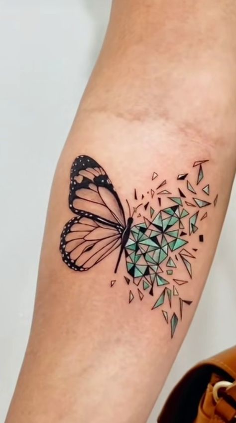 Butterfly Geometric Tattoo, Butterfly Floral Tattoo, Geometric Butterfly Tattoo, Metamorphosis Tattoo, Cover Up Tattoos For Women, Inspo Tattoo, Geometric Mandala Tattoo, Tattoo Time, Phoenix Tattoo Design