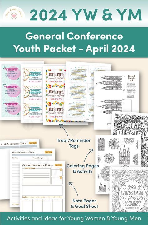 Young Women and Young Men 2024 Printable Packet for April 2024 General Conference April 2024 General Conference Packet, Lds General Conference 2024, General Conference Packets 2024 Free, General Conference 2024, General Conference Packets 2024, General Conference Young Women, Lds General Conference Activities, General Conference Packets, Conference Activities