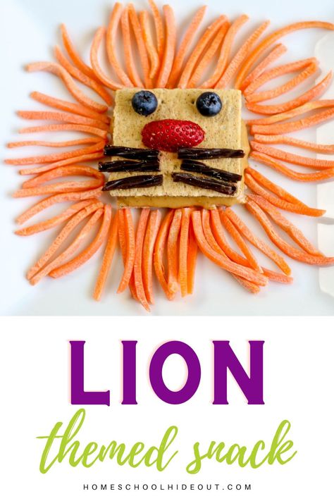 I love this lion themed snack! It's easy to whip up and goes great with so many of our crafts, activities and unit studies! Lion King Activities For Kids, Disney Snack Ideas, Lion Snack, Lion Scouts, Animal Party Food, Snack Crafts, Disney Party Foods, Graham Cracker Snacks, Disney Camp